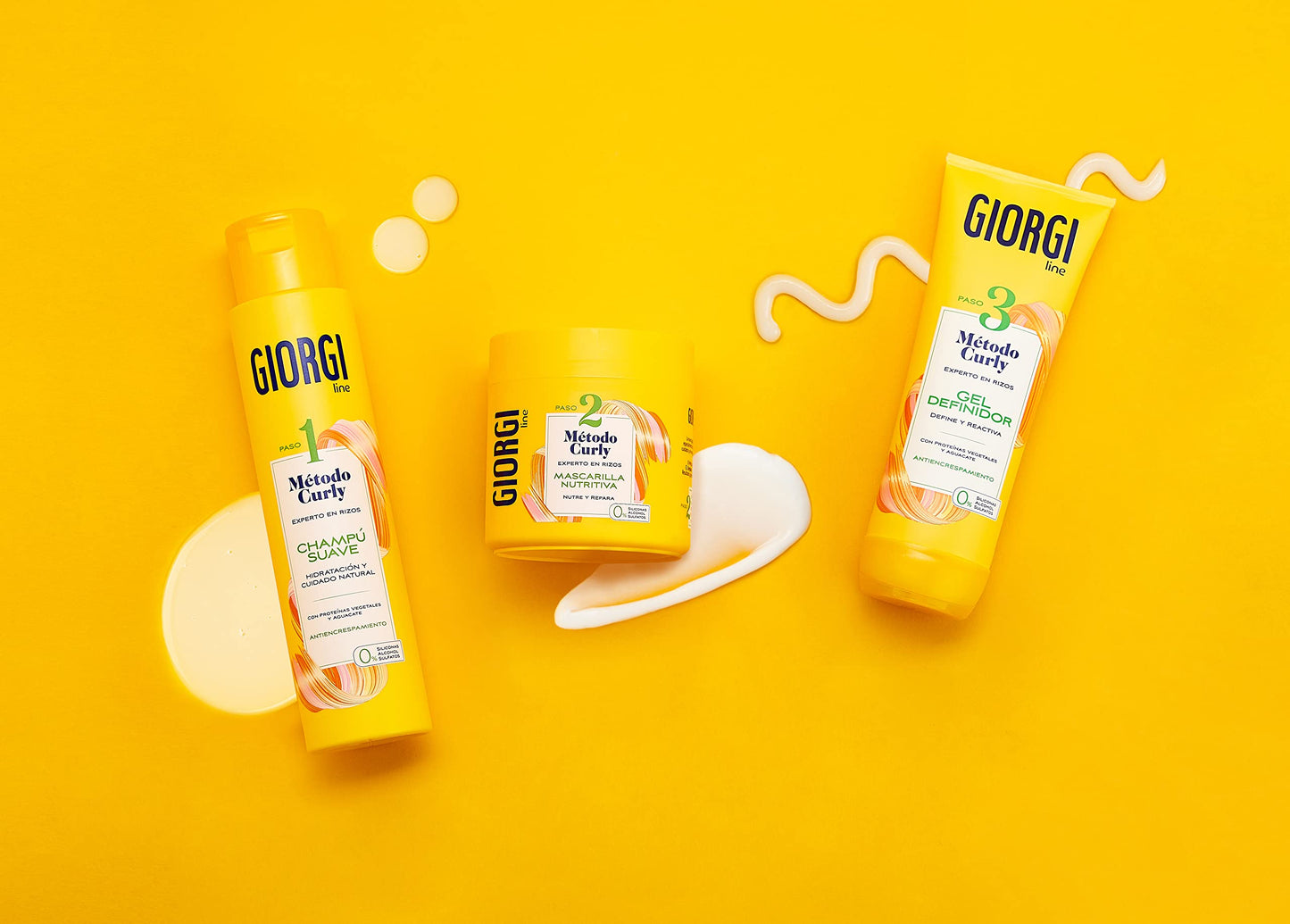 GIORGI Line - Gel Definidor, Método Curly, Rizos Espectaculares, 0% Alcohol, 0% Siliconas, 0% Sulfatos, Con Proteínas Vegetales y Aguacate - 250 ml