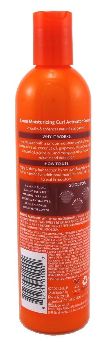 CANTU - Crema Capilar para Cabello Rizado - Suaviza y Aporta Brillo - Fórmula con Manteca de Karité - Práctico Dosificador - 355 ml
