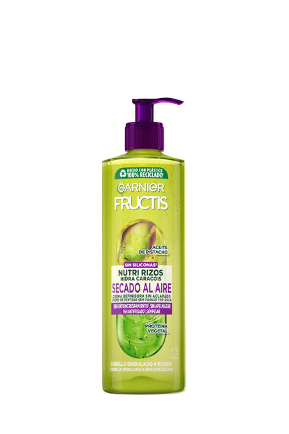 GARNIER Fructis - Nutri Rizos Secado al Aire Crema Sin Aclarado para Pelo Rizado u Ondulado - 400 ml
