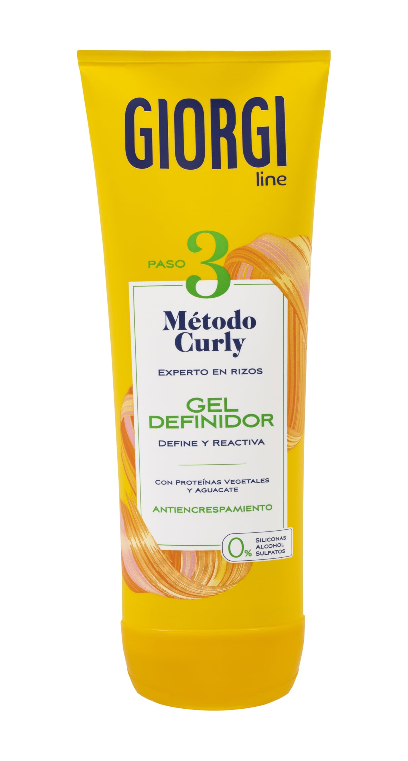 GIORGI Line - Gel Definidor, Método Curly, Rizos Espectaculares, 0% Alcohol, 0% Siliconas, 0% Sulfatos, Con Proteínas Vegetales y Aguacate - 250 ml