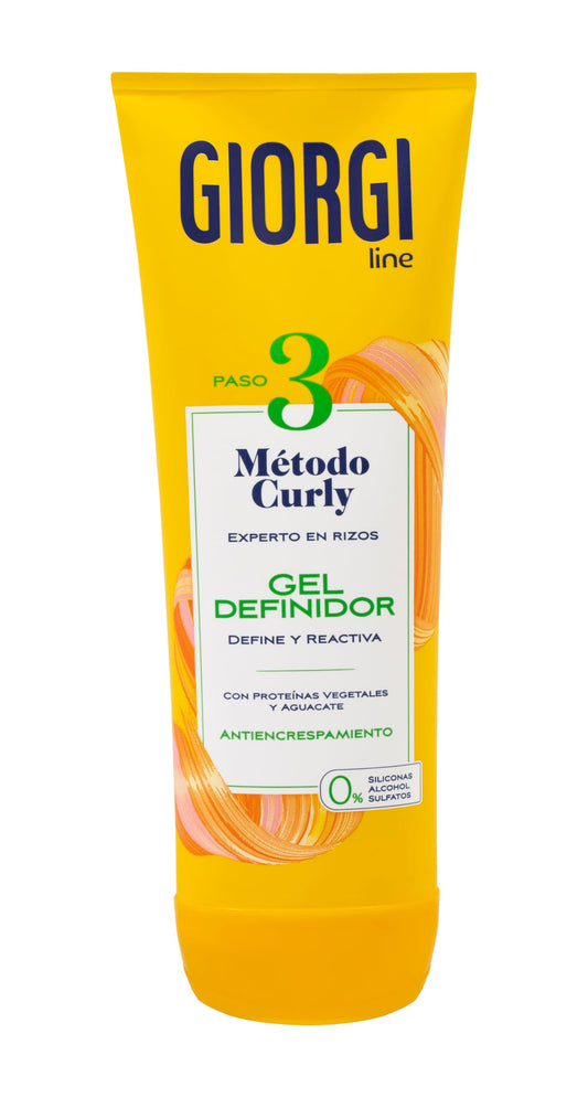 GIORGI Line - Gel Definidor, Método Curly, Rizos Espectaculares, 0% Alcohol, 0% Siliconas, 0% Sulfatos, Con Proteínas Vegetales y Aguacate - 250 ml