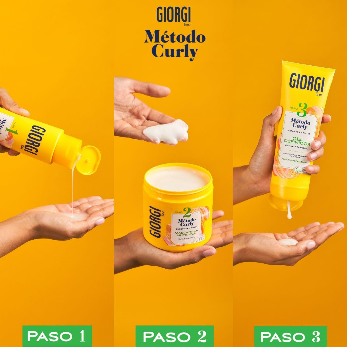 GIORGI Line - Gel Definidor, Método Curly, Rizos Espectaculares, 0% Alcohol, 0% Siliconas, 0% Sulfatos, Con Proteínas Vegetales y Aguacate - 250 ml