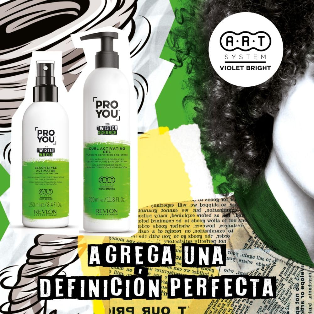 REVLON PROFESSIONAL ProYou The Twister Scrunch, Gel Activador de Rizos, Para Cabello Rizado u Ondulado, Rizos Definidos e Hidratados, Crema para Pelo Apta para Método Curly, 350 ml