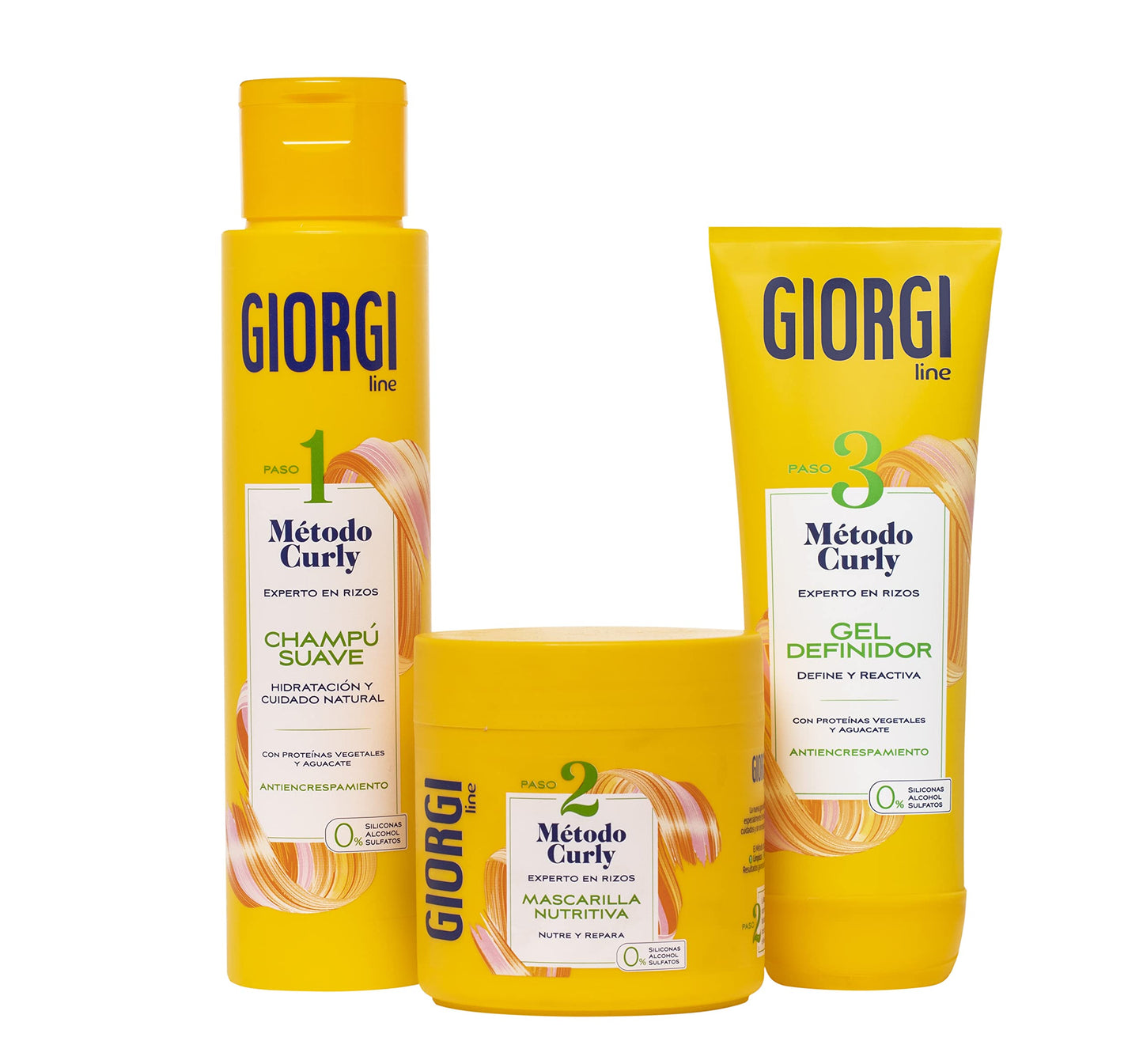 GIORGI Line - Gel Definidor, Método Curly, Rizos Espectaculares, 0% Alcohol, 0% Siliconas, 0% Sulfatos, Con Proteínas Vegetales y Aguacate - 250 ml
