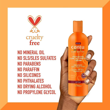 CANTU - Crema Capilar para Cabello Rizado - Suaviza y Aporta Brillo - Fórmula con Manteca de Karité - Práctico Dosificador - 355 ml