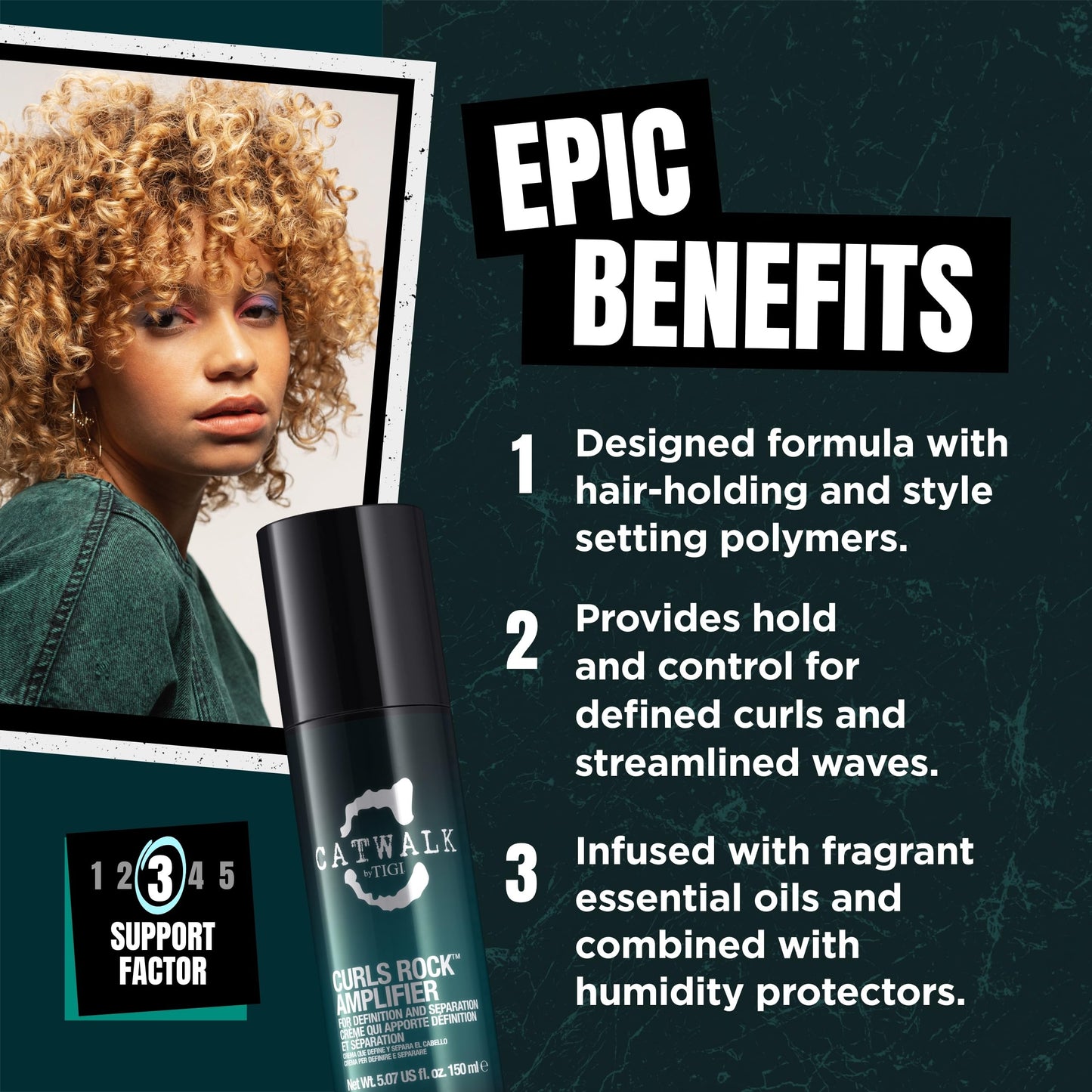 BED HEAD by TIGI Catwalk – Curls Rock Amplifier, crema para pelo rizado para unos rizos mejores, 150 ml (el embalaje puede variar)